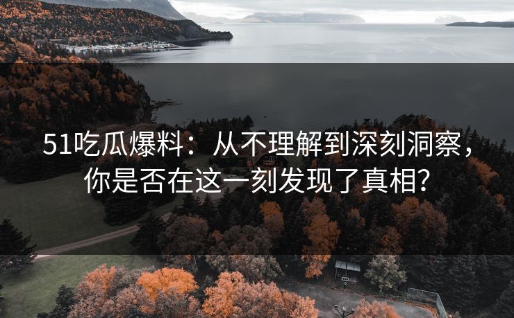 51吃瓜爆料：从不理解到深刻洞察，你是否在这一刻发现了真相？