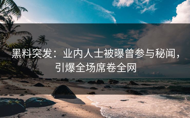 黑料突发：业内人士被曝曾参与秘闻，引爆全场席卷全网