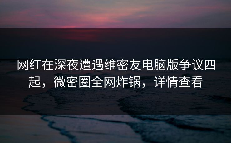 网红在深夜遭遇维密友电脑版争议四起，微密圈全网炸锅，详情查看