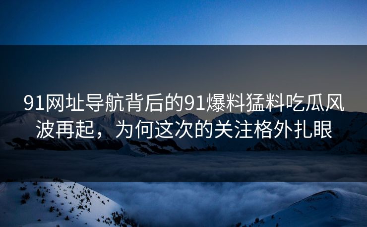 91网址导航背后的91爆料猛料吃瓜风波再起，为何这次的关注格外扎眼