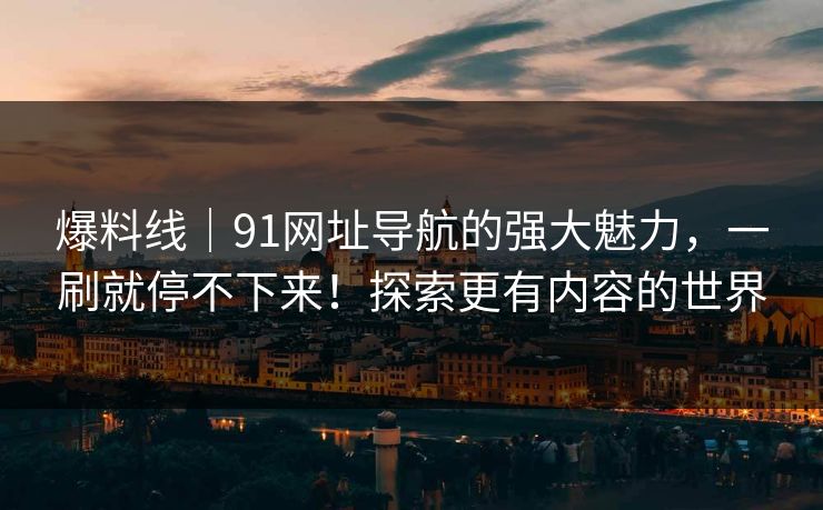 爆料线｜91网址导航的强大魅力，一刷就停不下来！探索更有内容的世界